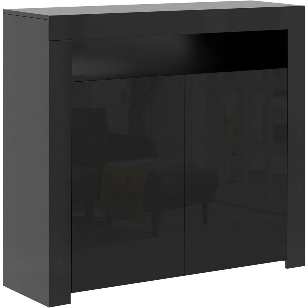 Pour un interieur harmonieux, commode avec portes en finition blanc et noir