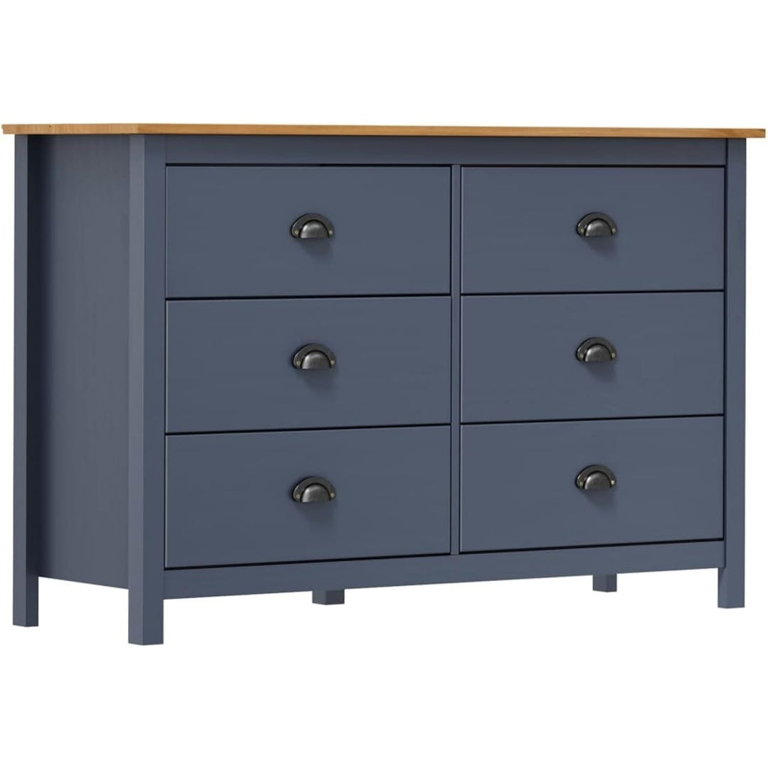 Une touche de caractere, buffet avec tiroirs, avec portes dans un ton gris et bois naturel