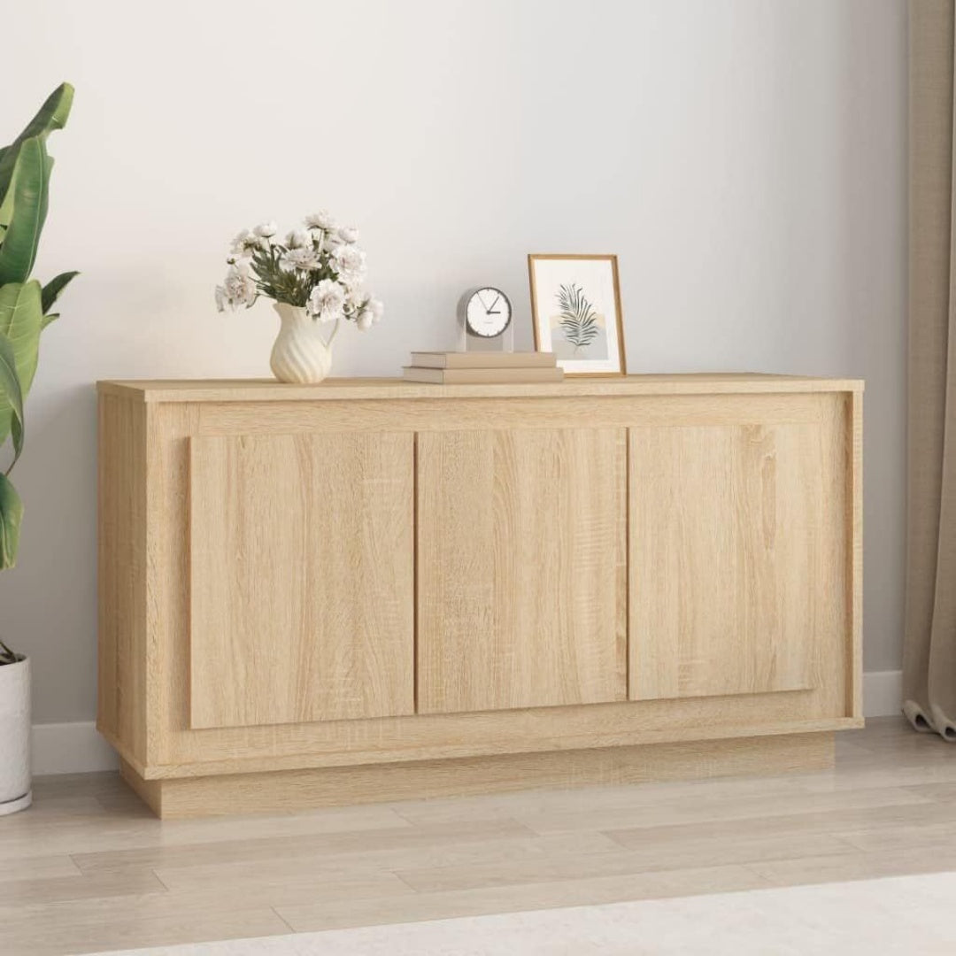Le charme du rangement avec ce buffet a l'aspect bois, coloris chene et bois naturel