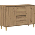 Le charme du rangement avec ce buffet avec tiroirs, avec portes, coloris chene et bois naturel
