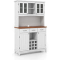 Une touche de caractere, buffet avec tiroirs, avec portes dans un ton blanc et bois naturel