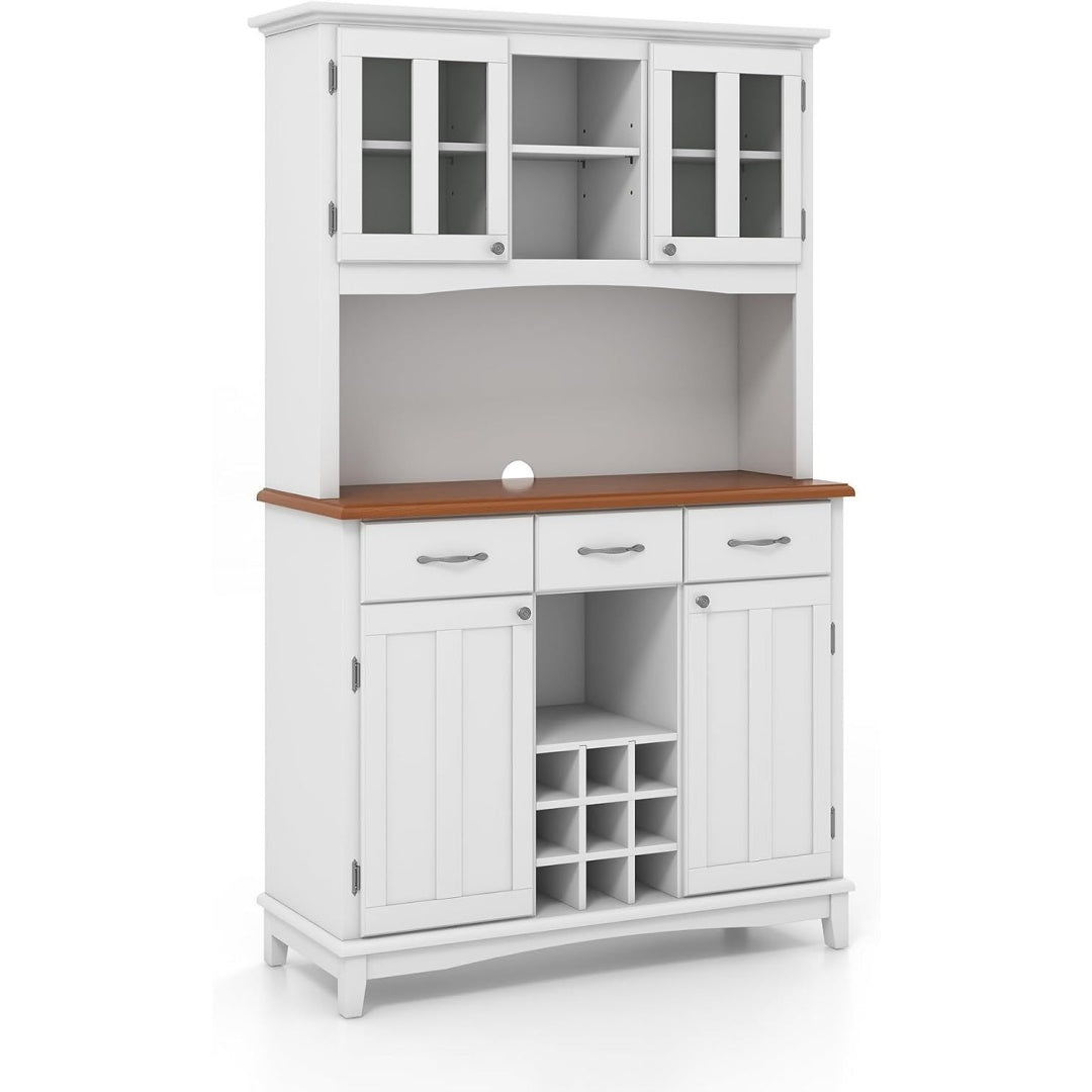 Une touche de caractere, buffet avec tiroirs, avec portes dans un ton blanc et bois naturel