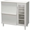 Pour un interieur harmonieux, buffet avec tiroirs, avec etageres en finition blanc et chene