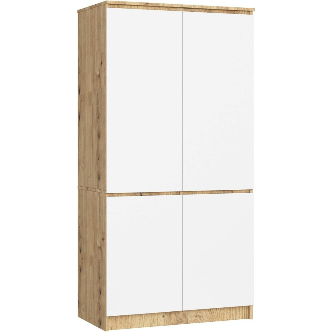 Pour un interieur harmonieux, commode avec tiroirs, avec portes en finition blanc et chene
