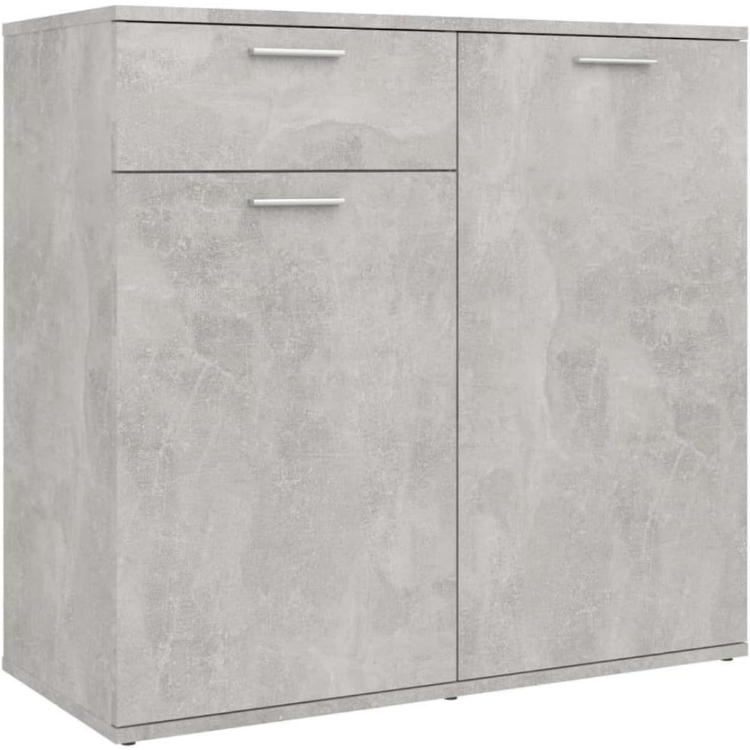 Le charme du rangement avec ce buffet avec tiroirs, avec portes, coloris gris et bois naturel