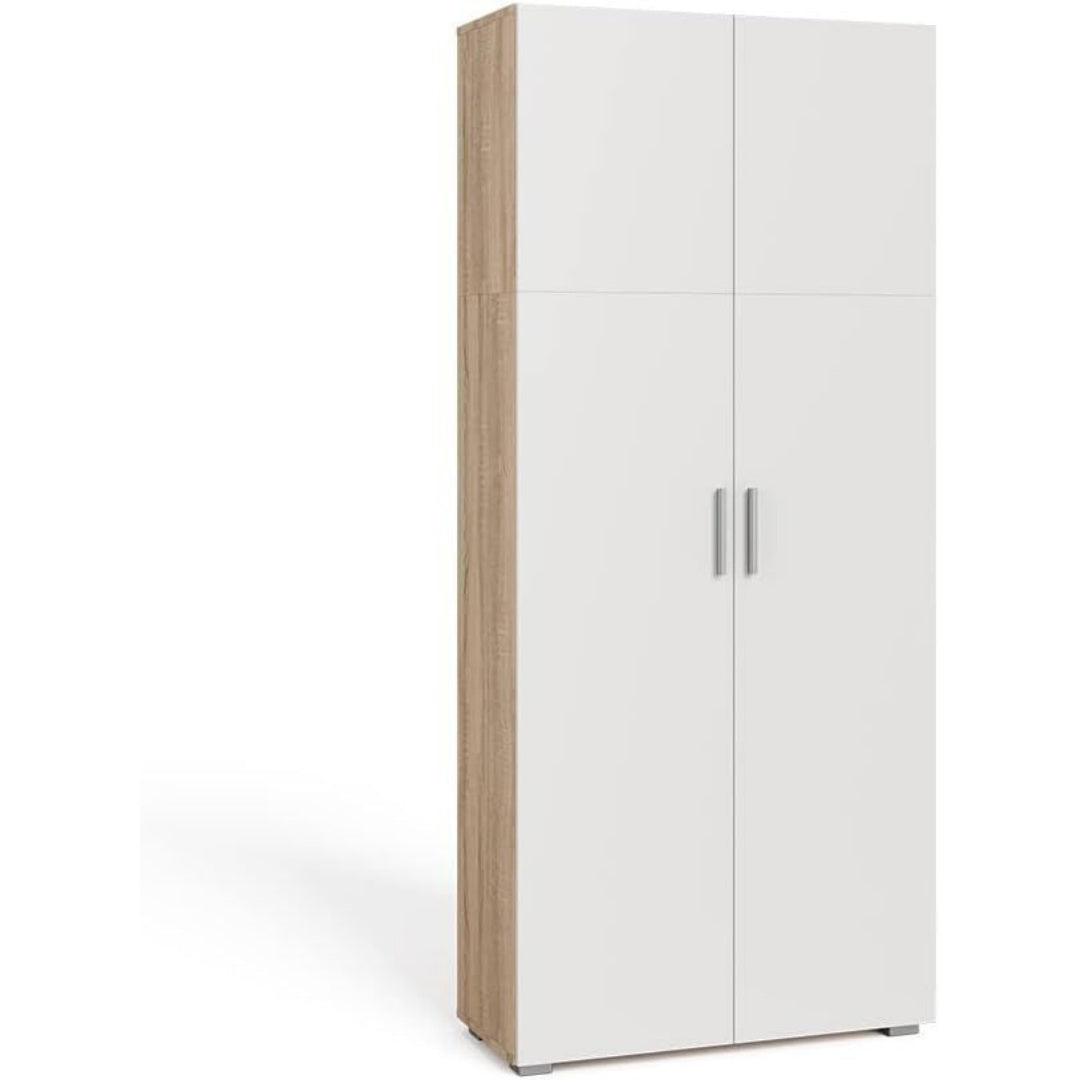 Pour un interieur harmonieux, bibliotheque avec portes, avec etageres en finition blanc