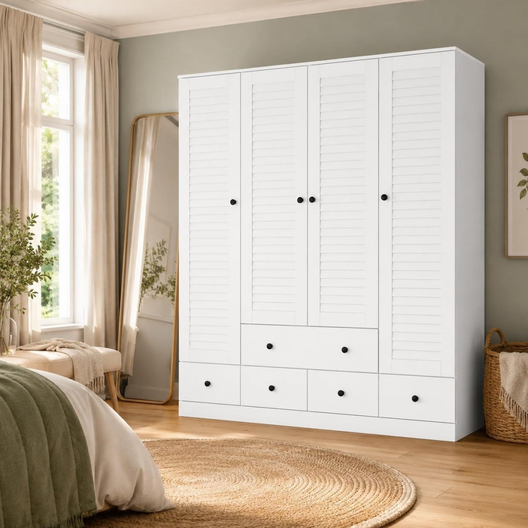Pour un interieur harmonieux, commode avec tiroirs, avec portes en finition blanc et noir