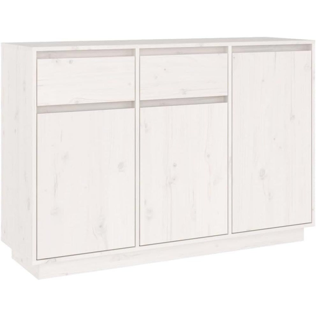 Une silhouette equilibree pour ce buffet avec tiroirs, avec portes, teinte blanc et naturel
