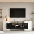 Une silhouette equilibree pour ce buffet avec tiroirs, avec portes, teinte blanc et noir