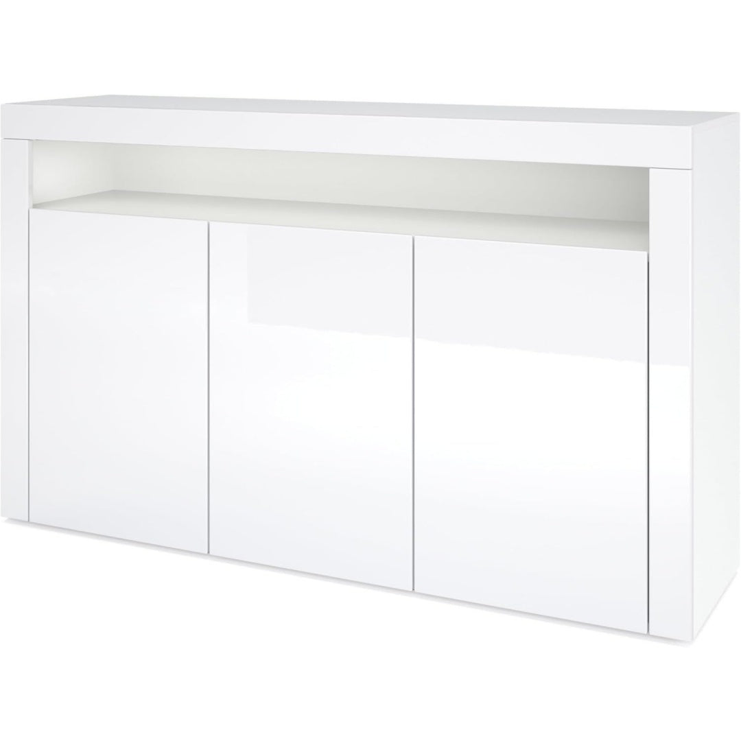 Le charme du rangement avec ce buffet avec tiroirs, avec portes, coloris blanc et vert