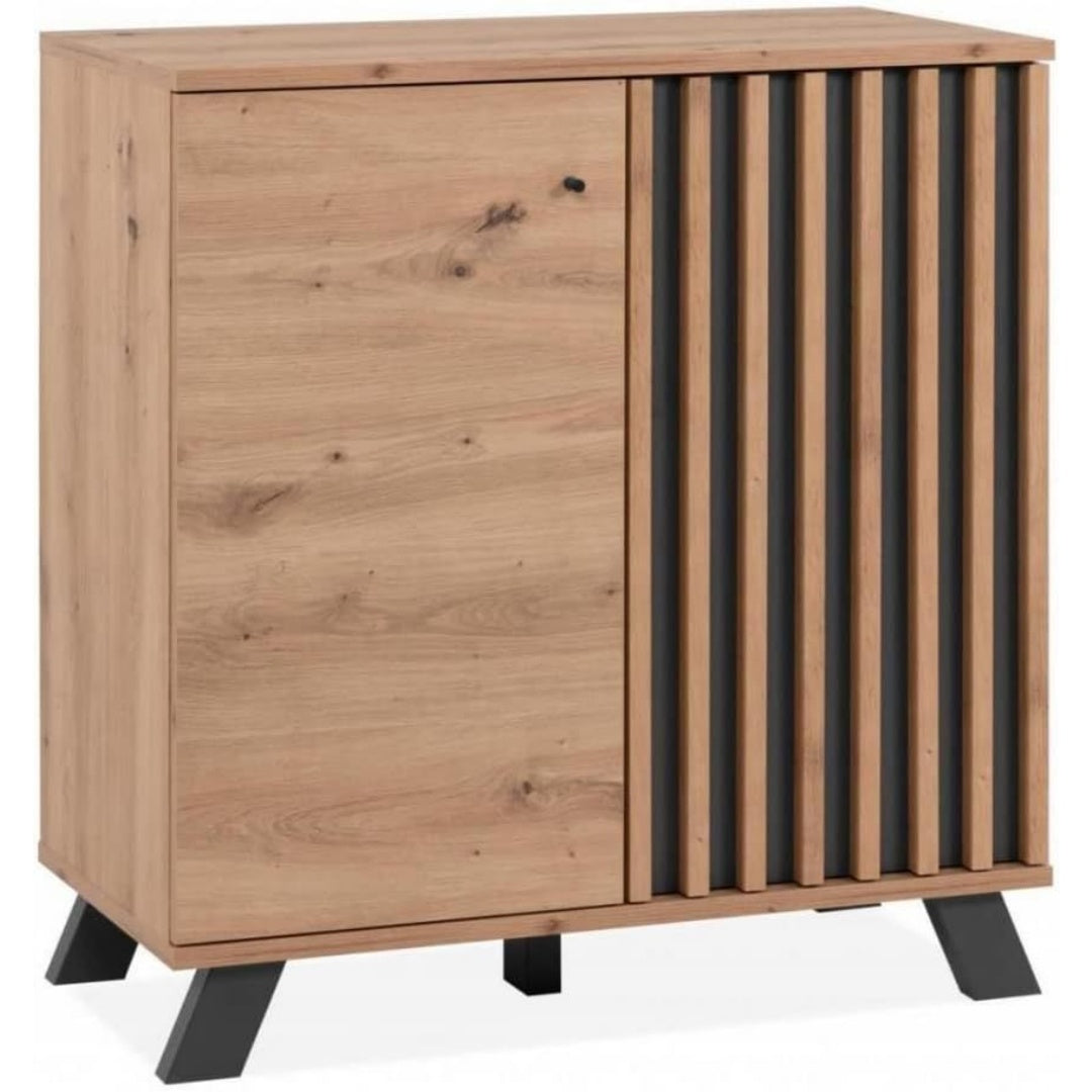 Pour un interieur harmonieux, commode avec tiroirs, avec portes en finition chene et anthracite