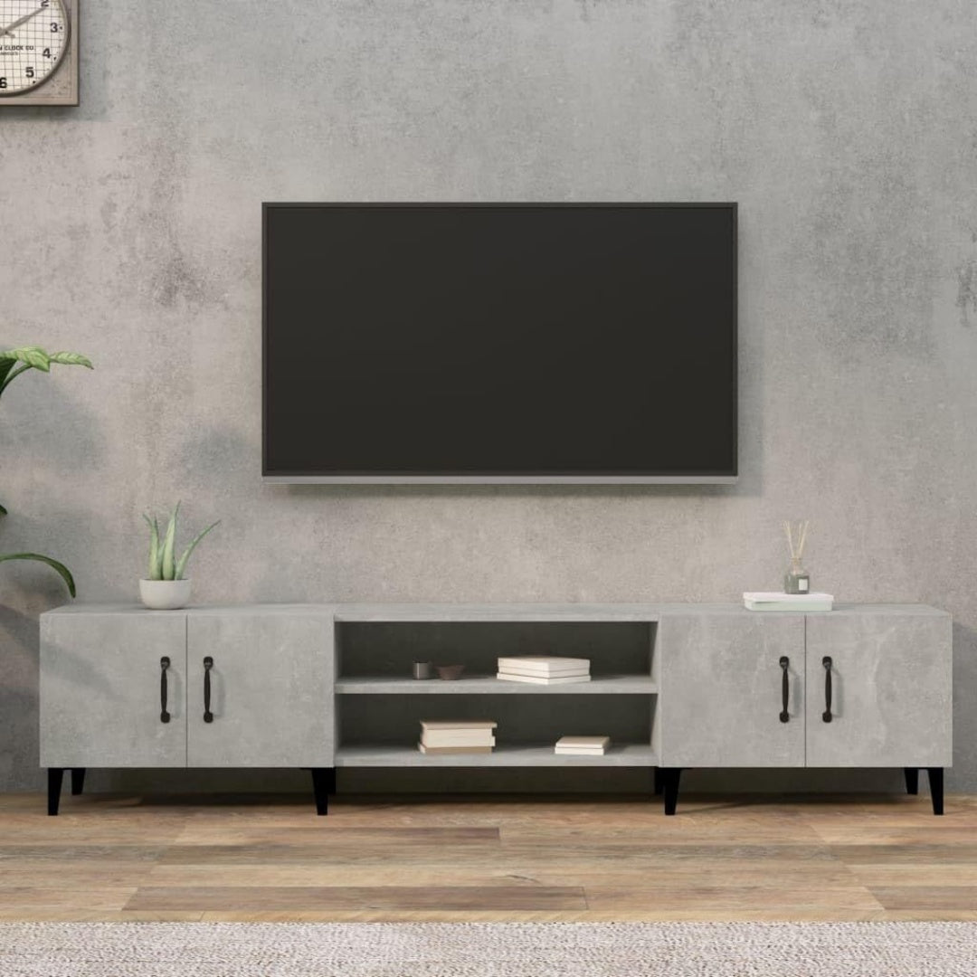 Le charme du rangement avec ce armoire avec portes, aux accents metalliques, coloris gris et bois naturel