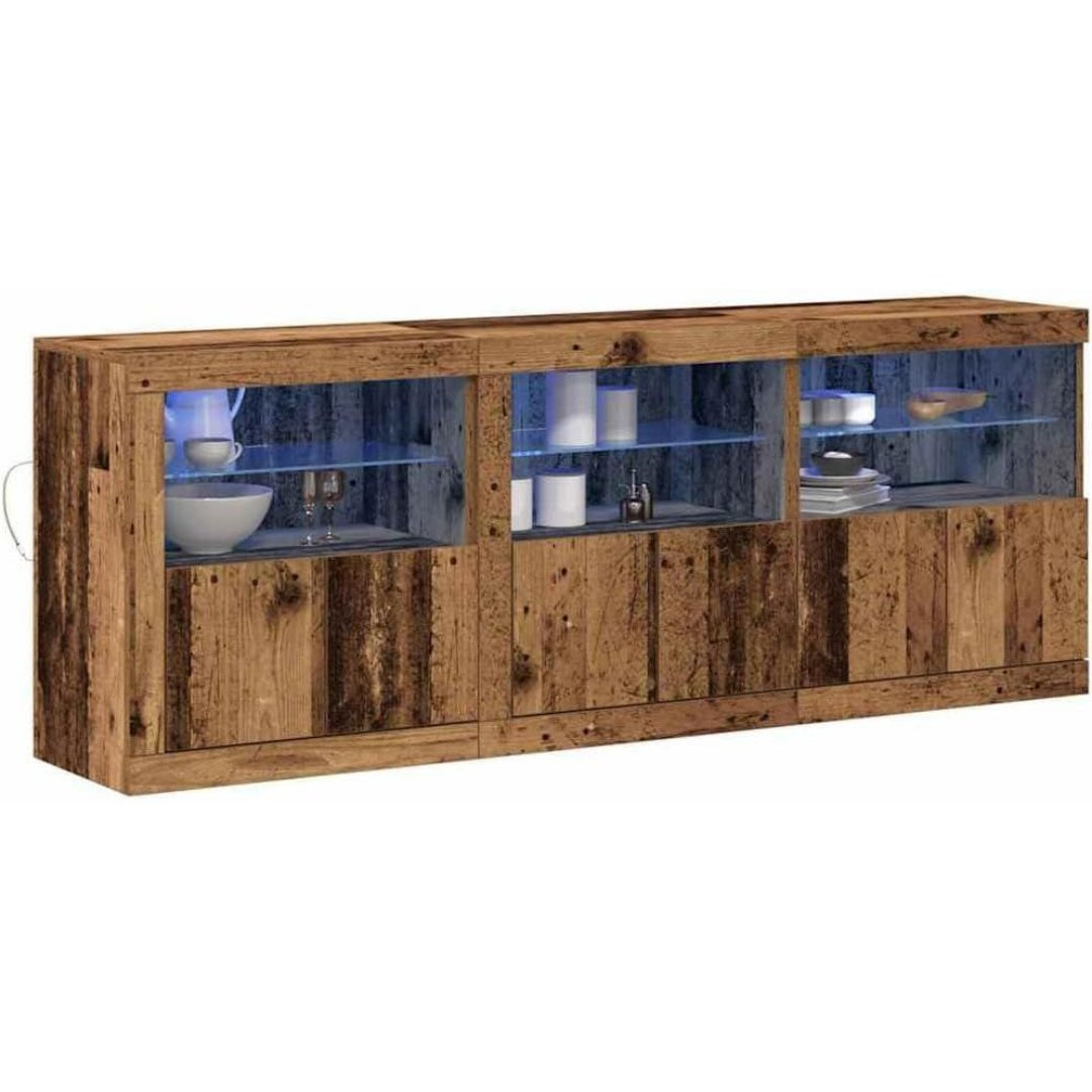 Une silhouette equilibree pour ce buffet avec portes, avec etageres, teinte bois naturel