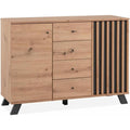 Une touche de caractere, commode avec tiroirs, avec portes dans un ton chene et anthracite